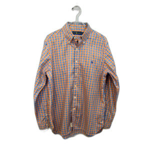 Ralph Lauren 100% cotton button up size L plaid orange blue